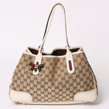 画像をギャラリービューアに読み込む, GUCCI グッチ トートバッグ ハンドバッグ アイボリー ホワイト シェリーライン 163805 美品 中古 4a002499