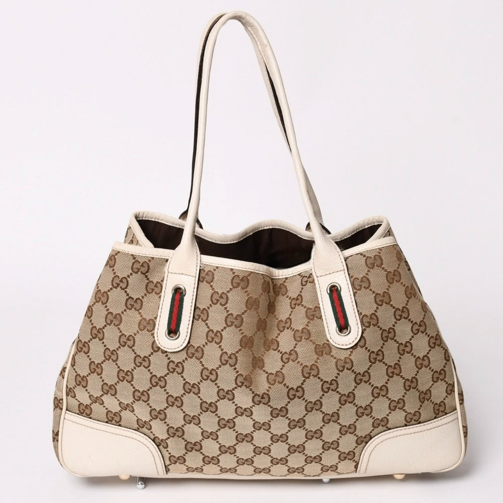 GUCCI グッチ トートバッグ ハンドバッグ アイボリー ホワイト シェリーライン 163805 美品 中古 4a002499
