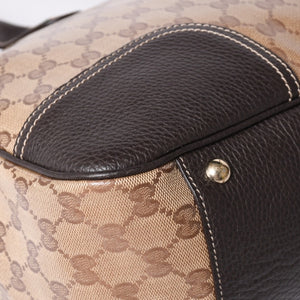 極美品 GUUCI グッチ Tote Bag トートバッグ GGキャンバス シェリーライン ブラウン ベージュ 293589 ゴールド金具 中古 4a002070