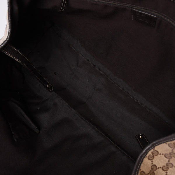 極美品 GUUCI グッチ Tote Bag トートバッグ GGキャンバス シェリーライン ブラウン ベージュ 293589 ゴールド金具 中古 4a002070
