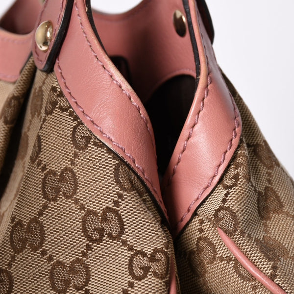 Very good condition GUCCI Gucci handbag 211944 GG canvas leather beige pink gold hardware used 4a002072