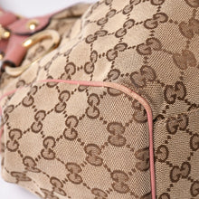 画像をギャラリービューアに読み込む, 極美品 GUCCI グッチ ハンドバッグ 211944 GGキャンバス レザー ベージュ ピンク ゴールド金具 中古 4a002072