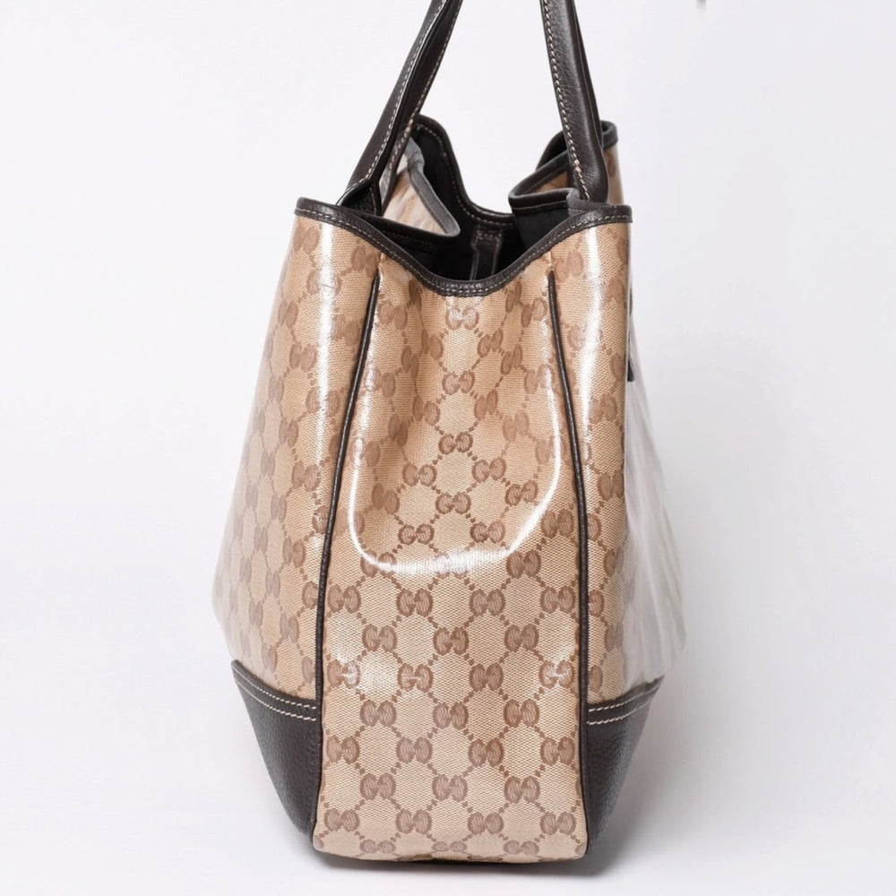 極美品 GUUCI グッチ Tote Bag トートバッグ GGキャンバス シェリーライン ブラウン ベージュ 293589 ゴールド金具 中古 4a002070