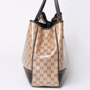 極美品 GUUCI グッチ Tote Bag トートバッグ GGキャンバス シェリーライン ブラウン ベージュ 293589 ゴールド金具 中古 4a002070