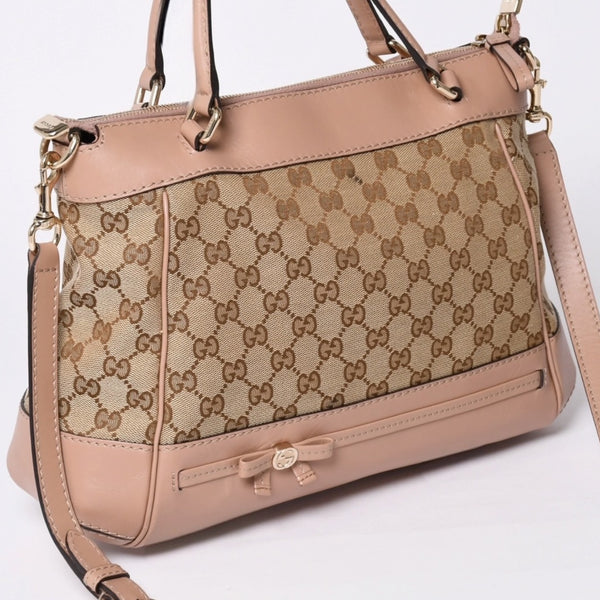 GUCCI グッチ GGキャンバス 2WAY バッグ ショルダーバッグ ハンドバッグ ピンク ブラウン 269894 美品 中古 4a002062