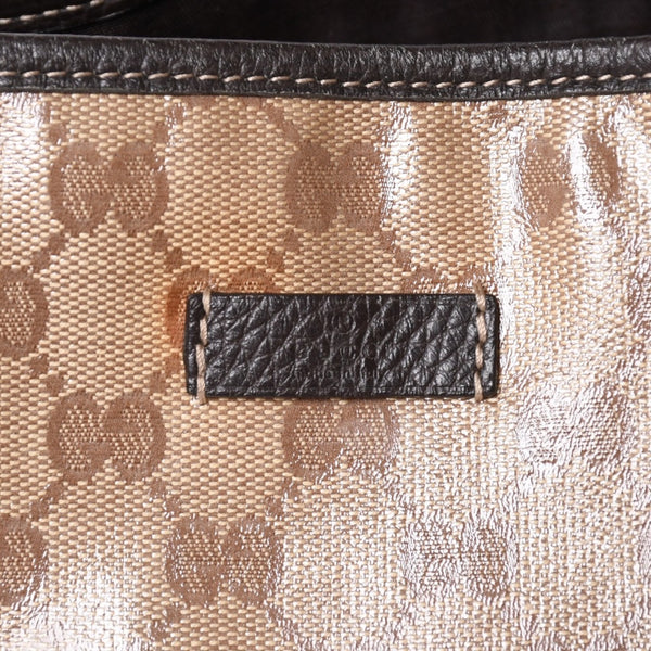 極美品 GUUCI グッチ Tote Bag トートバッグ GGキャンバス シェリーライン ブラウン ベージュ 293589 ゴールド金具 中古 4a002070