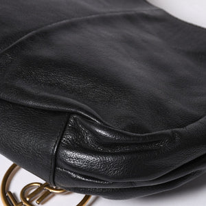 Very Good Condition YVES SAINT LAURENT Yves Saint Laurent Handbag Gold Ring Leather Black Used 4a002094