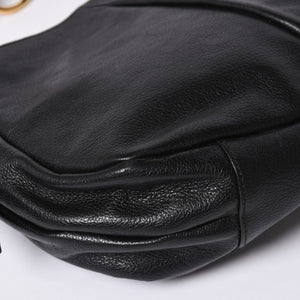 Very Good Condition YVES SAINT LAURENT Yves Saint Laurent Handbag Gold Ring Leather Black Used 4a002094