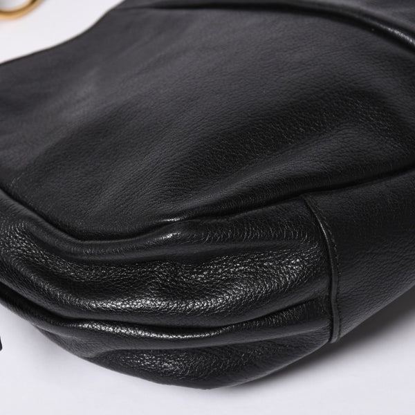 Very Good Condition YVES SAINT LAURENT Yves Saint Laurent Handbag Gold Ring Leather Black Used 4a002094