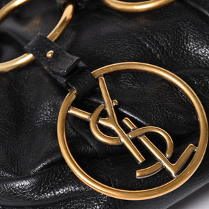 Very Good Condition YVES SAINT LAURENT Yves Saint Laurent Handbag Gold Ring Leather Black Used 4a002094