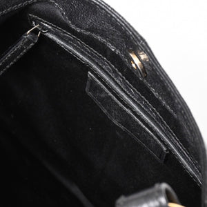 Very Good Condition YVES SAINT LAURENT Yves Saint Laurent Handbag Gold Ring Leather Black Used 4a002094