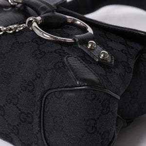 Very good condition GUCCI Gucci Horsebit GG Canvas Handbag GG Canvas Leather Horsebit Silver Hardware Black 114915 Used 4a002076