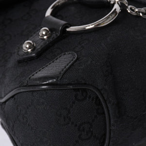 Very good condition GUCCI Gucci Horsebit GG Canvas Handbag GG Canvas Leather Horsebit Silver Hardware Black 114915 Used 4a002076