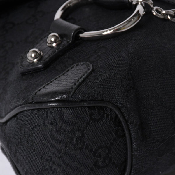 Very good condition GUCCI Gucci Horsebit GG Canvas Handbag GG Canvas Leather Horsebit Silver Hardware Black 114915 Used 4a002076