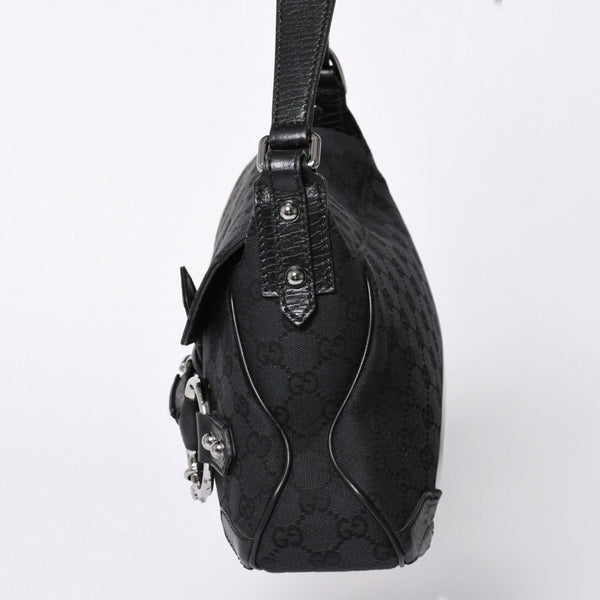Very good condition GUCCI Gucci Horsebit GG Canvas Handbag GG Canvas Leather Horsebit Silver Hardware Black 114915 Used 4a002076