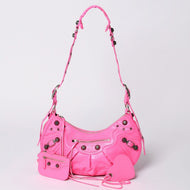 極美品 BALENCIAGA バレンシアガ Le Cagole ルカゴール ショルダーバッグ ピンク シルバー 671307 中古 4a002098