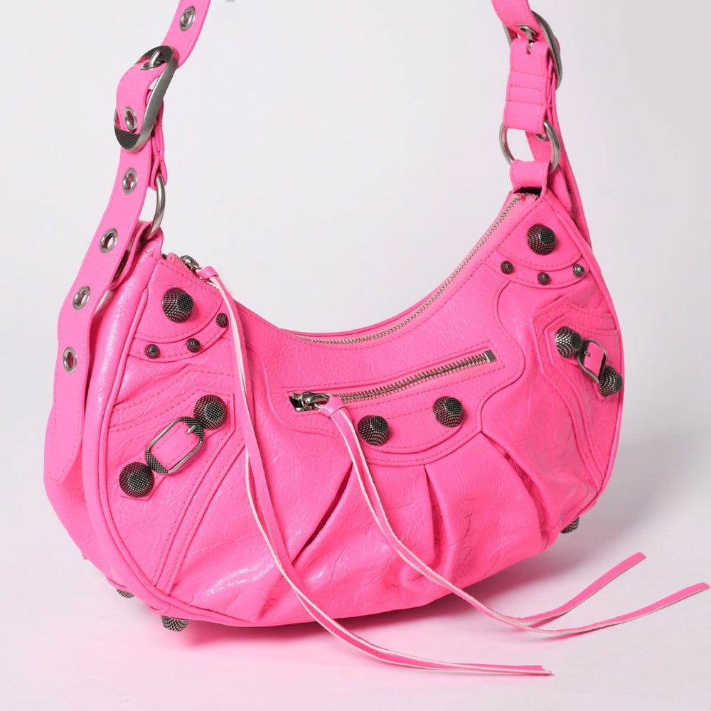 極美品 BALENCIAGA バレンシアガ Le Cagole ルカゴール ショルダーバッグ ピンク シルバー 671307 中古 4a002098