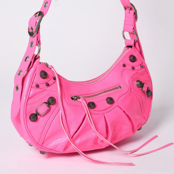 Very Good Condition BALENCIAGA Le Cagole Le Cagole Shoulder Bag Pink Silver 671307 Used 4a002098