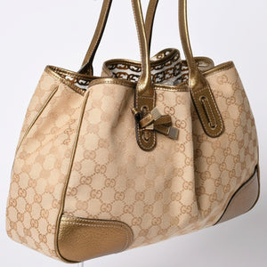 Very good condition GUCCI Gucci tote bag handbag 163305 Made in Italy GG canvas leather beige gold gold hardware used 4a002054
