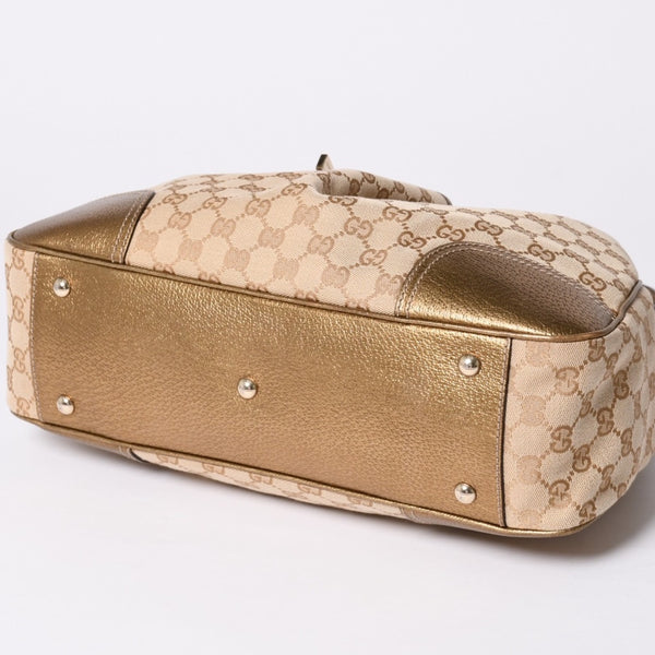 Very good condition GUCCI Gucci tote bag handbag 163305 Made in Italy GG canvas leather beige gold gold hardware used 4a002054