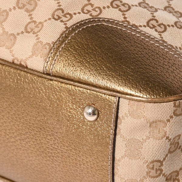Very good condition GUCCI Gucci tote bag handbag 163305 Made in Italy GG canvas leather beige gold gold hardware used 4a002054