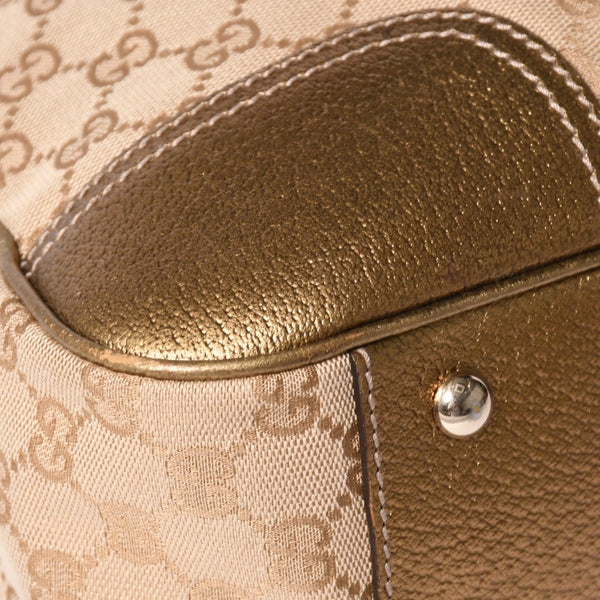 Very good condition GUCCI Gucci tote bag handbag 163305 Made in Italy GG canvas leather beige gold gold hardware used 4a002054