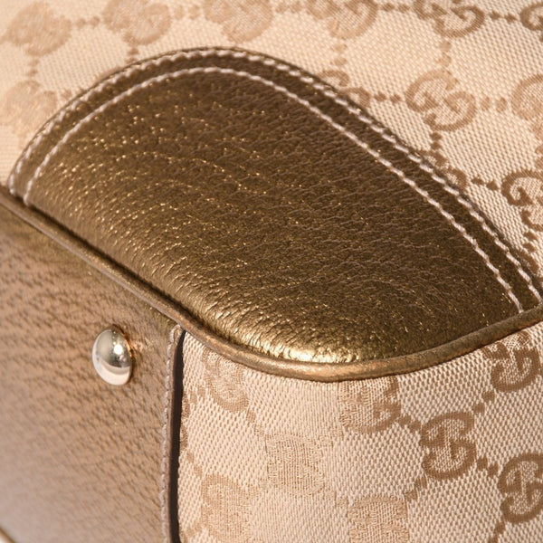 Very good condition GUCCI Gucci tote bag handbag 163305 Made in Italy GG canvas leather beige gold gold hardware used 4a002054