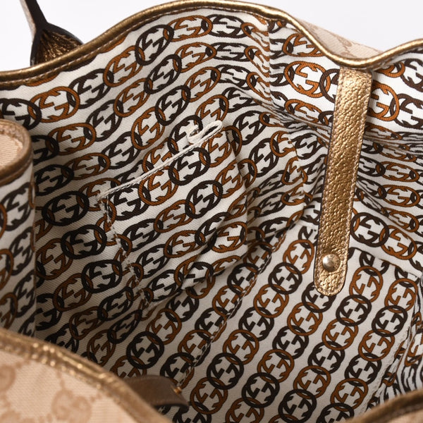 Very good condition GUCCI Gucci tote bag handbag 163305 Made in Italy GG canvas leather beige gold gold hardware used 4a002054
