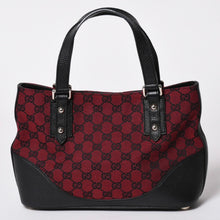 画像をギャラリービューアに読み込む, 極美品 GUCCI グッチ ハンドバッグ ワインレッド ブラック 272392 GGキャンバス シルバー金具 中古 4a002082