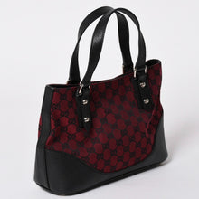 画像をギャラリービューアに読み込む, 極美品 GUCCI グッチ ハンドバッグ ワインレッド ブラック 272392 GGキャンバス シルバー金具 中古 4a002082