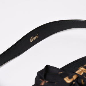 極美品 GUCCI グッチ スカーフ ワンショルダー GGキャンバス ショルダーバッグ ブラック 155562 ゴールド金具 中古 4a002074