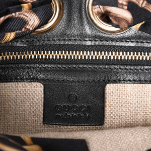 極美品 GUCCI グッチ スカーフ ワンショルダー GGキャンバス ショルダーバッグ ブラック 155562 ゴールド金具 中古 4a002074