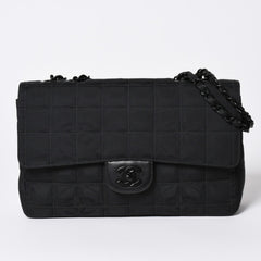 Very Good Condition CHANEL New Travel Line S Flap W Chain Shoulder Bag A15285 7th Series Coco Mark Chocolate Bar Used 4a002412