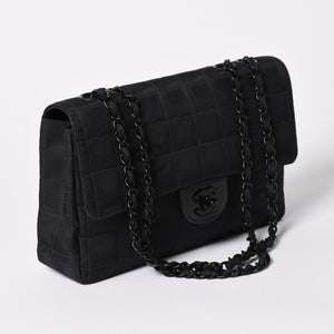 Very Good Condition CHANEL New Travel Line S Flap W Chain Shoulder Bag A15285 7th Series Coco Mark Chocolate Bar Used 4a002412