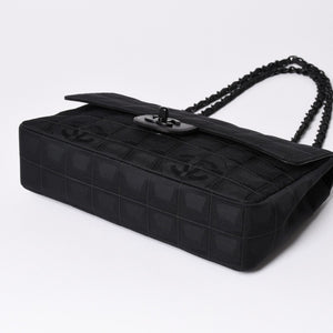 Very Good Condition CHANEL New Travel Line S Flap W Chain Shoulder Bag A15285 7th Series Coco Mark Chocolate Bar Used 4a002412
