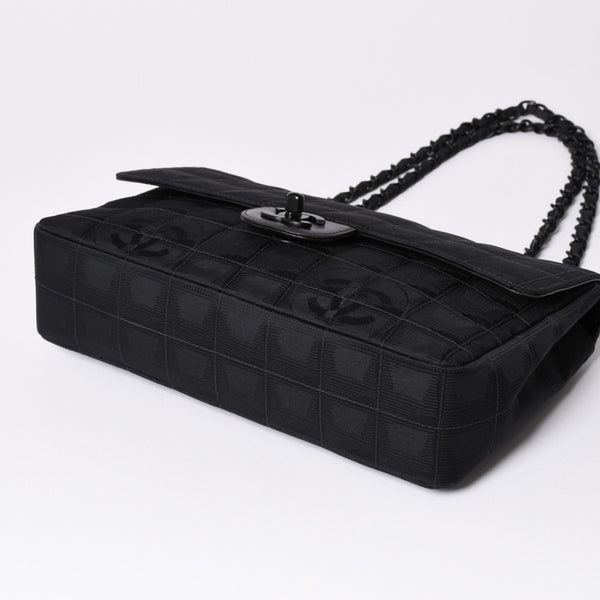 Very Good Condition CHANEL New Travel Line S Flap W Chain Shoulder Bag A15285 7th Series Coco Mark Chocolate Bar Used 4a002412