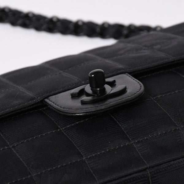 Very Good Condition CHANEL New Travel Line S Flap W Chain Shoulder Bag A15285 7th Series Coco Mark Chocolate Bar Used 4a002412