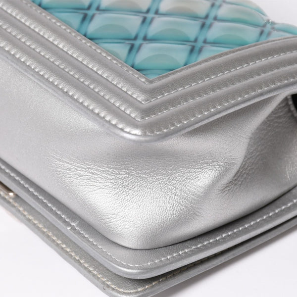 CHANEL シャネル BOY CHANEL 20 ボーイシャネル 20 チェーンショルダーバッグ A67085 25番台 パテント レザー シルバー 美品 中古 4a002378