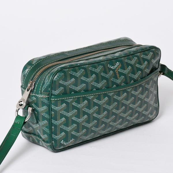 GOYARD Cup Vert PM Shoulder Bag Green PVC Leather Silver Hardware Good Condition Used 4a002398