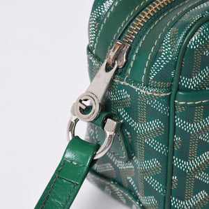 GOYARD Cup Vert PM Shoulder Bag Green PVC Leather Silver Hardware Good Condition Used 4a002398