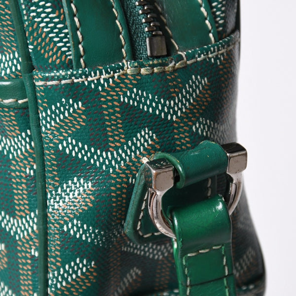 GOYARD Cup Vert PM Shoulder Bag Green PVC Leather Silver Hardware Good Condition Used 4a002398