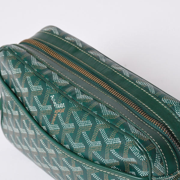 GOYARD Cup Vert PM Shoulder Bag Green PVC Leather Silver Hardware Good Condition Used 4a002398