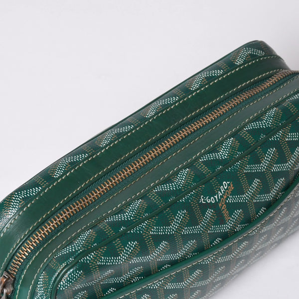 GOYARD Cup Vert PM Shoulder Bag Green PVC Leather Silver Hardware Good Condition Used 4a002398