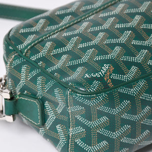 GOYARD Cup Vert PM Shoulder Bag Green PVC Leather Silver Hardware Good Condition Used 4a002398