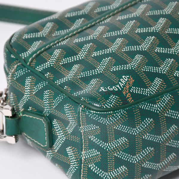 GOYARD Cup Vert PM Shoulder Bag Green PVC Leather Silver Hardware Good Condition Used 4a002398