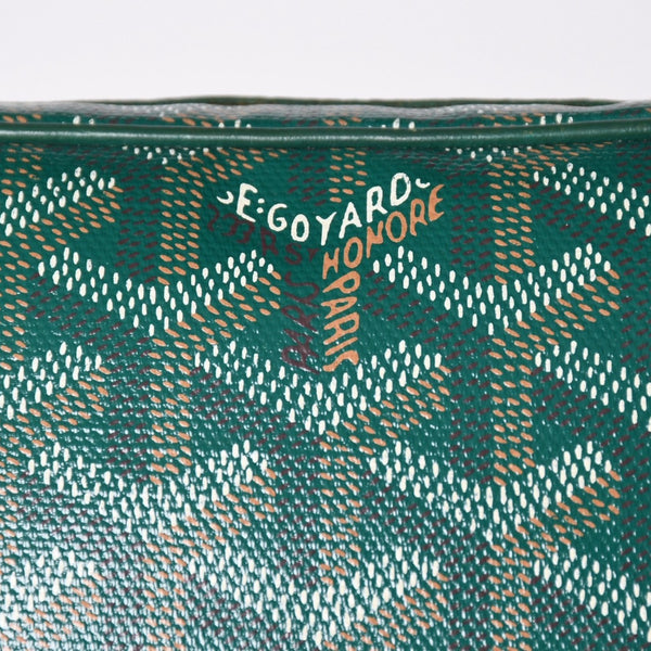 GOYARD Cup Vert PM Shoulder Bag Green PVC Leather Silver Hardware Good Condition Used 4a002398