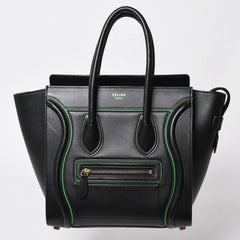 極美品 CELINE セリーヌ ラゲージマイクロショッパー ショルダーバッグ ハンドバッグ ブラック カーフスキン ボックスカーフ ゴールド金具 177423AAA 廃盤 中古 4a002087