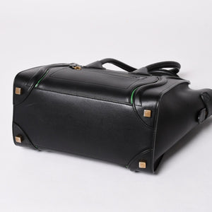 極美品 CELINE セリーヌ ラゲージマイクロショッパー ショルダーバッグ ハンドバッグ ブラック カーフスキン ボックスカーフ ゴールド金具 177423AAA 廃盤 中古 4a002087