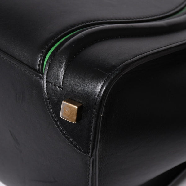 極美品 CELINE セリーヌ ラゲージマイクロショッパー ショルダーバッグ ハンドバッグ ブラック カーフスキン ボックスカーフ ゴールド金具 177423AAA 廃盤 中古 4a002087