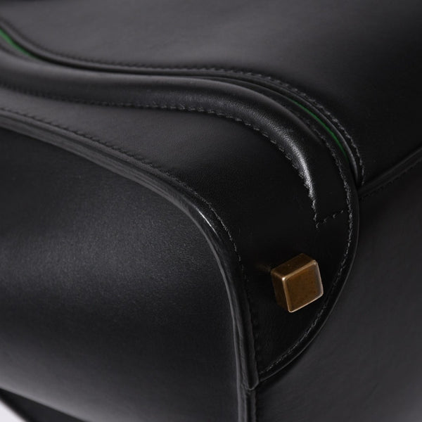 極美品 CELINE セリーヌ ラゲージマイクロショッパー ショルダーバッグ ハンドバッグ ブラック カーフスキン ボックスカーフ ゴールド金具 177423AAA 廃盤 中古 4a002087